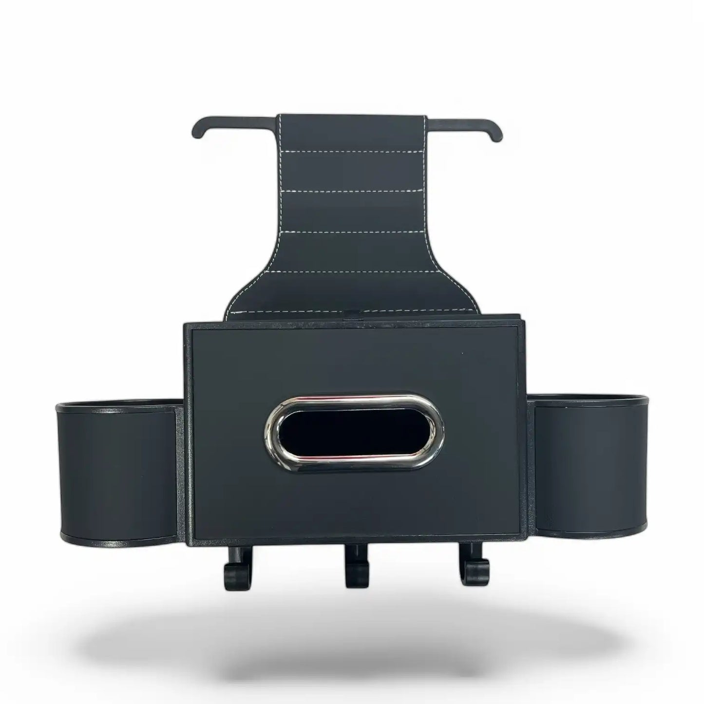 POK-NR115 Car Cup Holder & Multi-Functional Backseat Organizer – with Phone Holder, Tissue Box & Hooks
