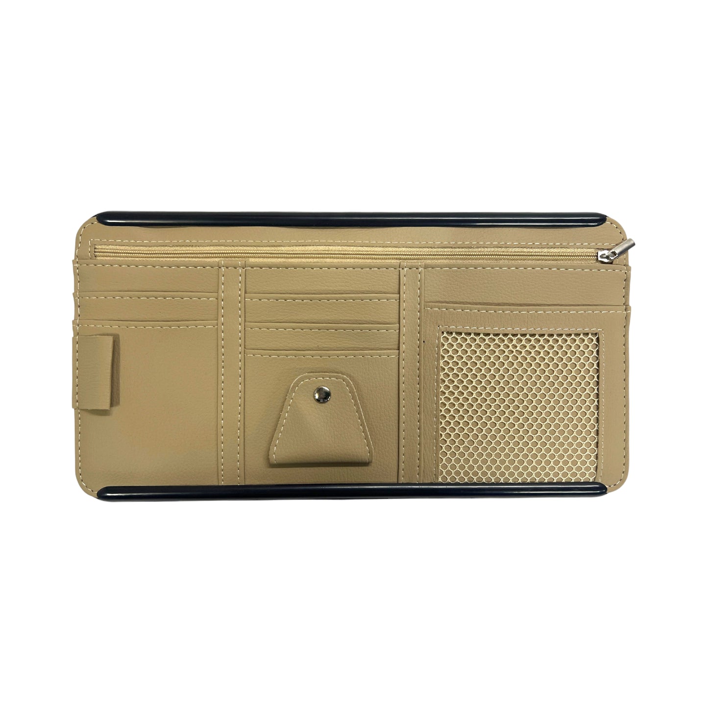 POK-VSR Premium Faux Leather Car Visor Organizer – Multi-Pocket Storage Sleeve