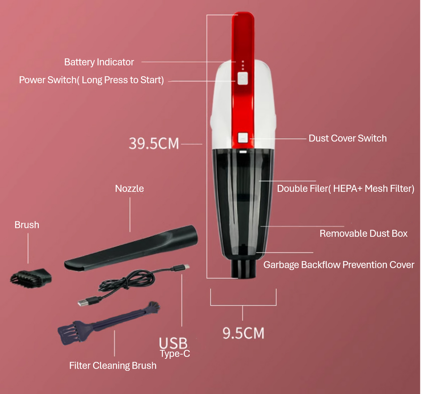 Cordless Vacuum Cleaner – 16000Pa, 7500mAh Battery, 120W Power | 2-in-1 Vacuum & Mop VC-A072
