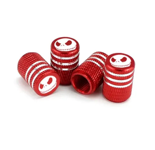 TV-LOGO-6 Tire Valve Stem Caps – 4-Pack Aluminum Air Caps with Evil Smile Logo & Rubber O-Ring (Black)