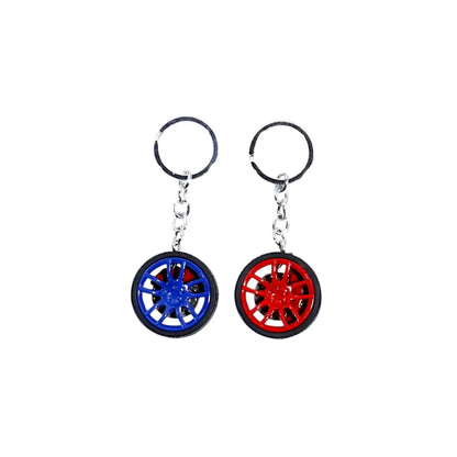 KEY-10750-19 Mini Wheel Rim Keychain – Metal Tire Hub Pendant for Car Lovers