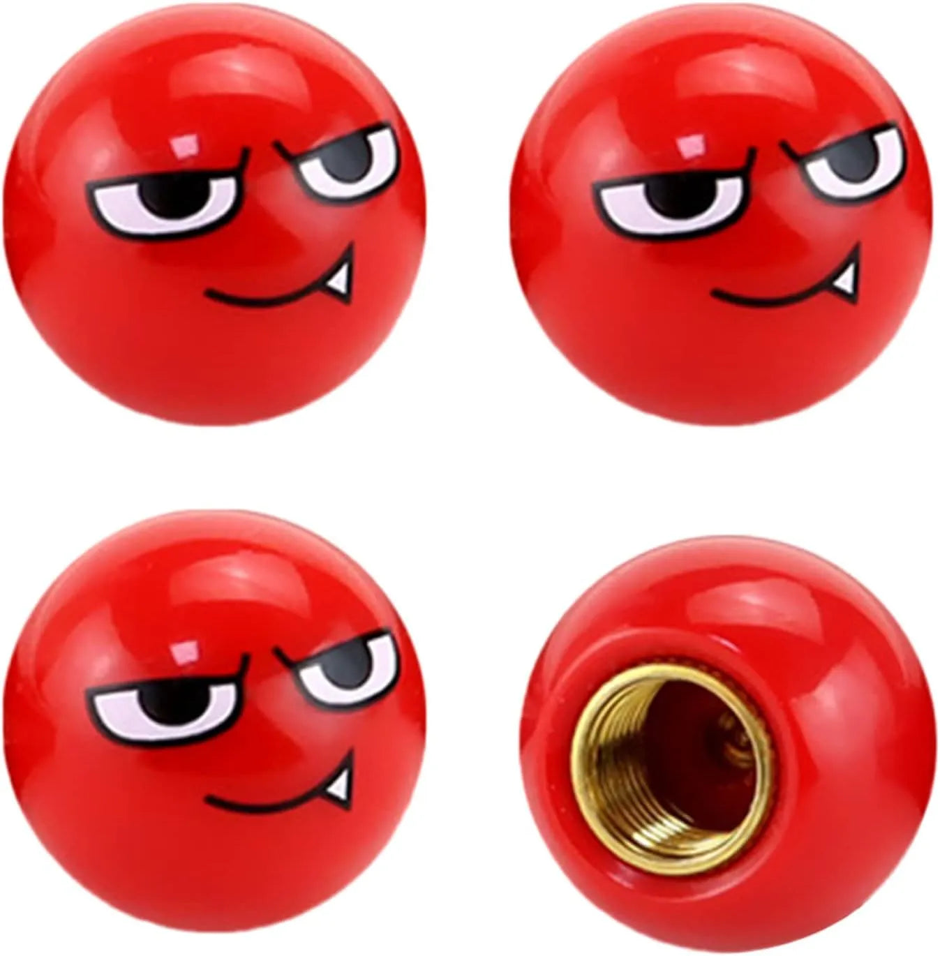 TV-LOGO-5 Red Devil Valve Stem Caps – Universal Tire Air Caps for Cars, Bikes & Motorcycles (Set of 4)