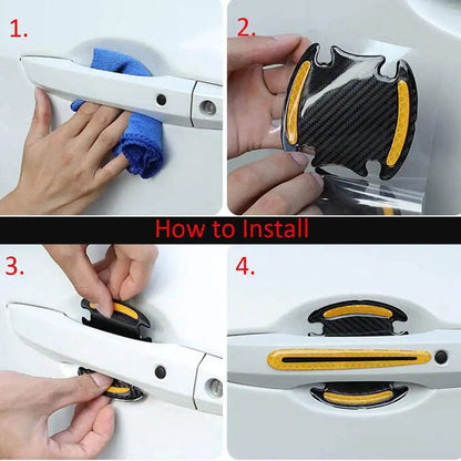 3D Reflective Door Handle Scratch Protector – Anti-Scratch & Safety Sticker Set