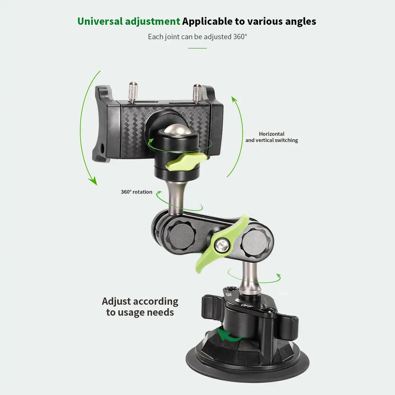 UNIVERSAL SUCTION CUP CAR PHONE HOLDER MOUNT ALUMINUM