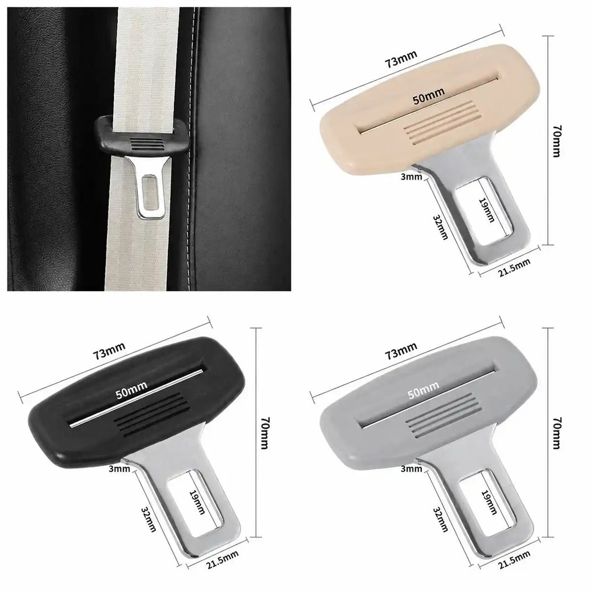 SAFE-BKL-025 | Universal Car Seat Belt Buckle Alarm Stopper & Belt Clip