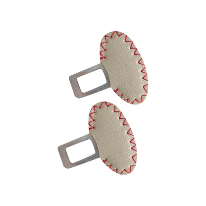 SAFE-BKL-050 | Leather-Wrapped Car Seat Belt Buckle Alarm Stopper Clip (2-Pack)