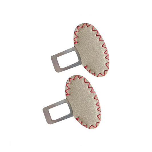 SAFE-BKL-050 | Leather-Wrapped Car Seat Belt Buckle Alarm Stopper Clip (2-Pack)