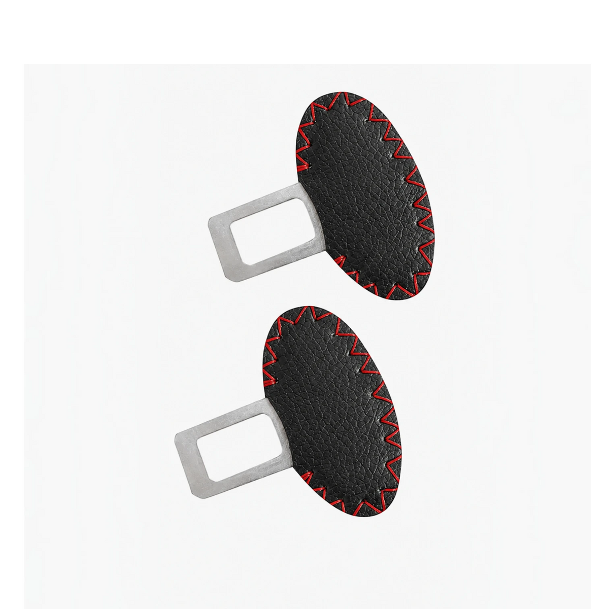 SAFE-BKL-050 | Leather-Wrapped Car Seat Belt Buckle Alarm Stopper Clip (2-Pack)