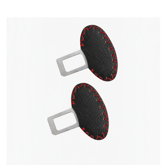 SAFE-BKL-050 | Leather-Wrapped Car Seat Belt Buckle Alarm Stopper Clip (2-Pack)