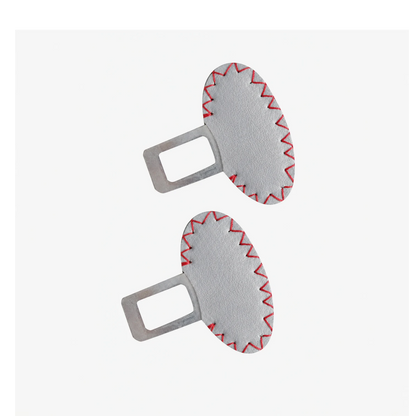 SAFE-BKL-050 | Leather-Wrapped Car Seat Belt Buckle Alarm Stopper Clip (2-Pack)