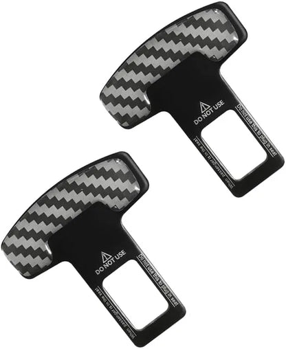 SAFE-BKL-075 | Carbon Fiber Car Seat Belt Buckle Alarm Stopper Clip (2-Pack)