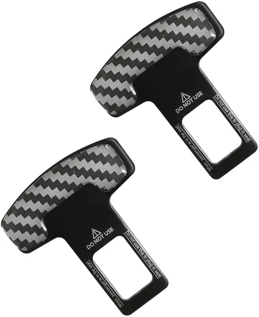 SAFE-BKL-075 | Carbon Fiber Car Seat Belt Buckle Alarm Stopper Clip (2-Pack)