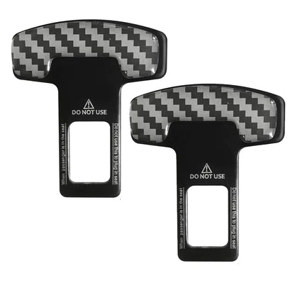 SAFE-BKL-075 | Carbon Fiber Car Seat Belt Buckle Alarm Stopper Clip (2-Pack)