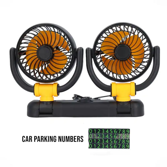 DUAL HEADS 11.5CM FOLDABLE CAR FAN 12V