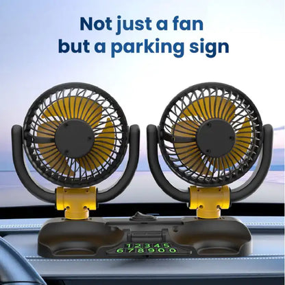 DUAL HEADS 11.5CM FOLDABLE CAR FAN 12V