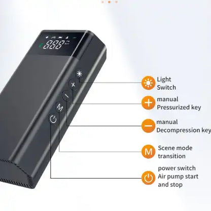 AC-C2812 CARSUN Cordless Car Tire Inflator – 12V Smart Wireless Air Pump with Digital Display