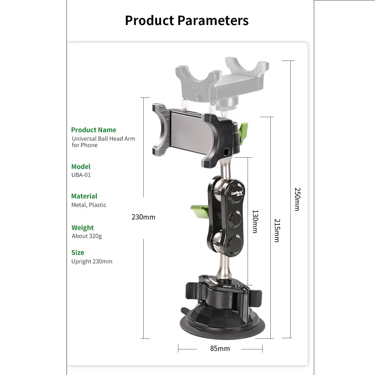 UNIVERSAL SUCTION CUP CAR PHONE HOLDER MOUNT ALUMINUM