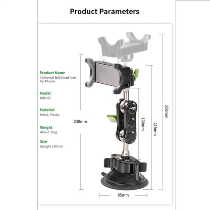 UNIVERSAL SUCTION CUP CAR PHONE HOLDER MOUNT ALUMINUM