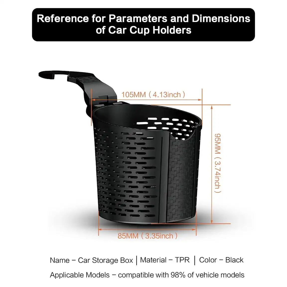 HLD-DRNK-C1743 Universal Car Backseat Cup & Storage Holder – Headrest Hanging Organizer