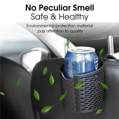 HLD-DRNK-C1743 Universal Car Backseat Cup & Storage Holder – Headrest Hanging Organizer