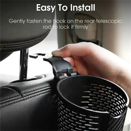HLD-DRNK-C1743 Universal Car Backseat Cup & Storage Holder – Headrest Hanging Organizer