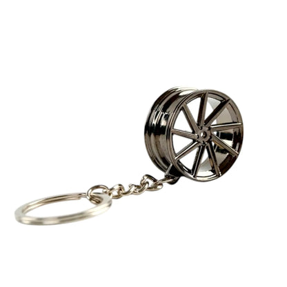 KEY-10750-14 Solid Miniature Rim Keyring Pendant – Black Chrome