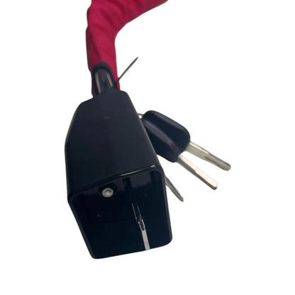 STR-LOK-YH2209 | Universal Heavy-Duty Steel Cable Steering Wheel to Seat Belt Lock (Red/Black)