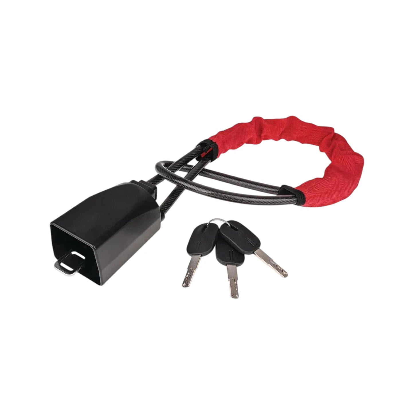 STR-LOK-YH2209 | Universal Heavy-Duty Steel Cable Steering Wheel to Seat Belt Lock (Red/Black)