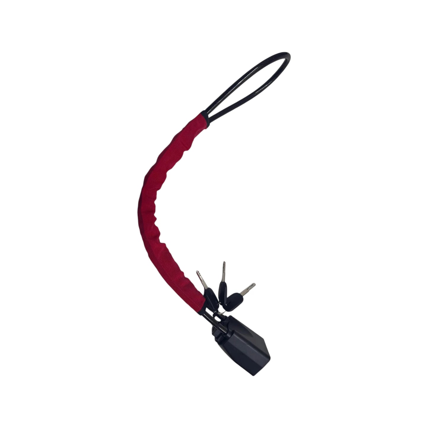 STR-LOK-YH2209 | Universal Heavy-Duty Steel Cable Steering Wheel to Seat Belt Lock (Red/Black)