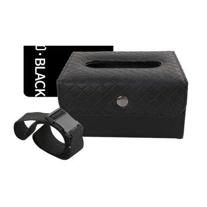 Premium Quilted Leather Car Tissue Box Holder