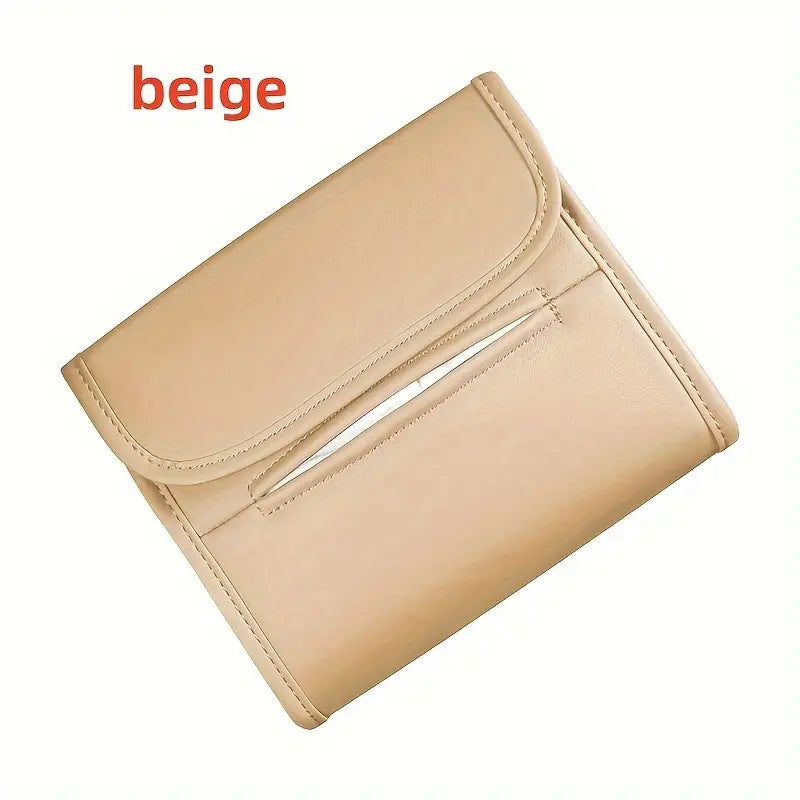 Premium 3-in-1 Leather Car Tissue Holder &amp; Organizer