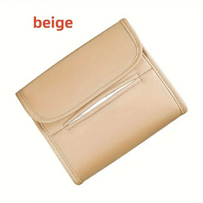 Premium 3-in-1 Leather Car Tissue Holder &amp; Organizer
