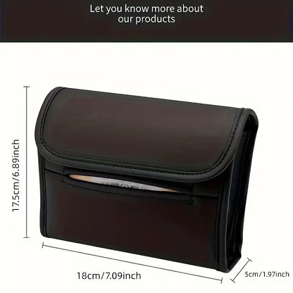 Premium 3-in-1 Leather Car Tissue Holder &amp; Organizer