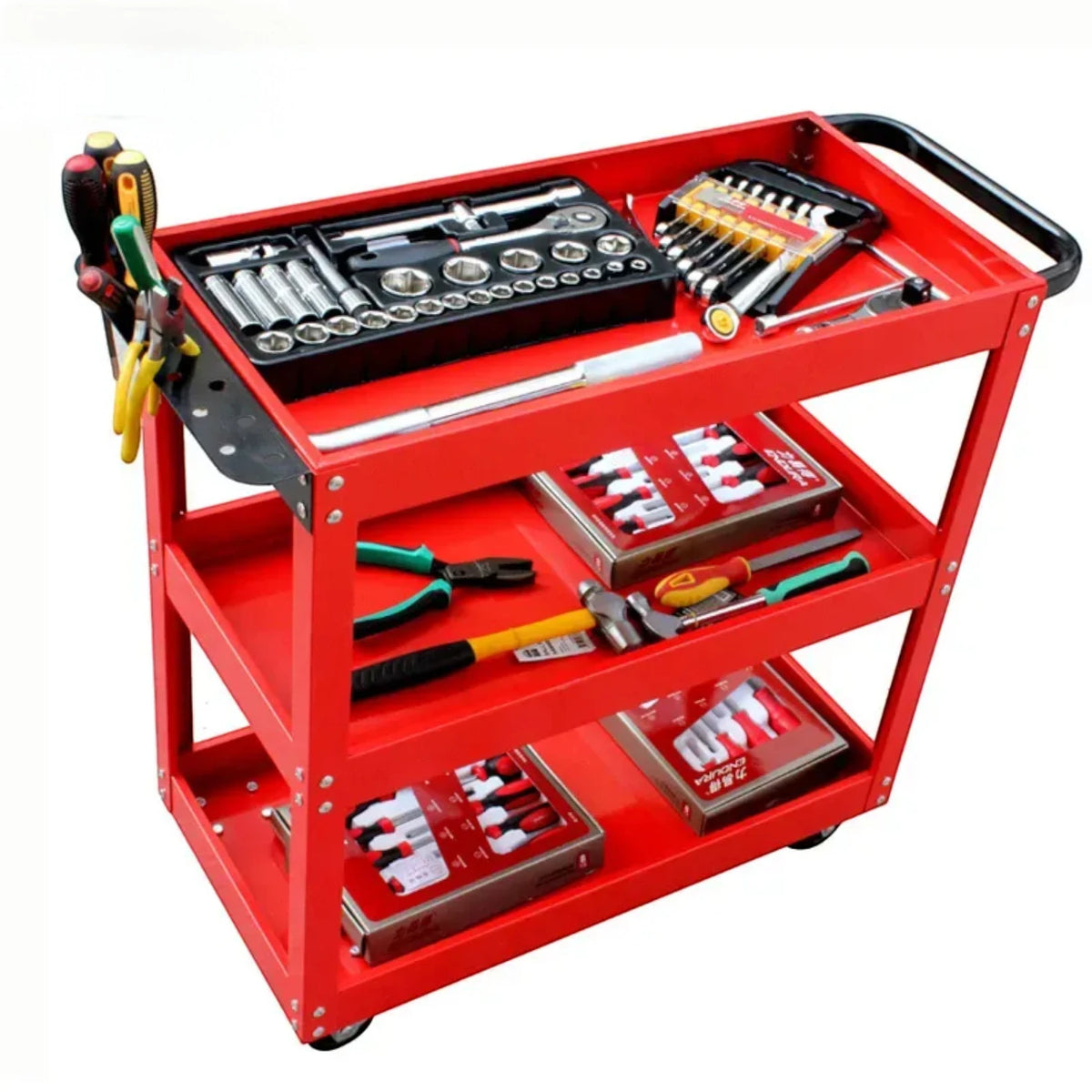 TUL-TRL-19 | Heavy-Duty 3-Tier Rolling Steel Tool & Service Cart