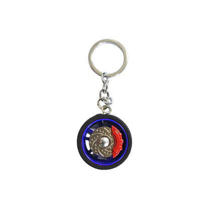 KEY-10750-19 Mini Wheel Rim Keychain – Metal Tire Hub Pendant for Car Lovers