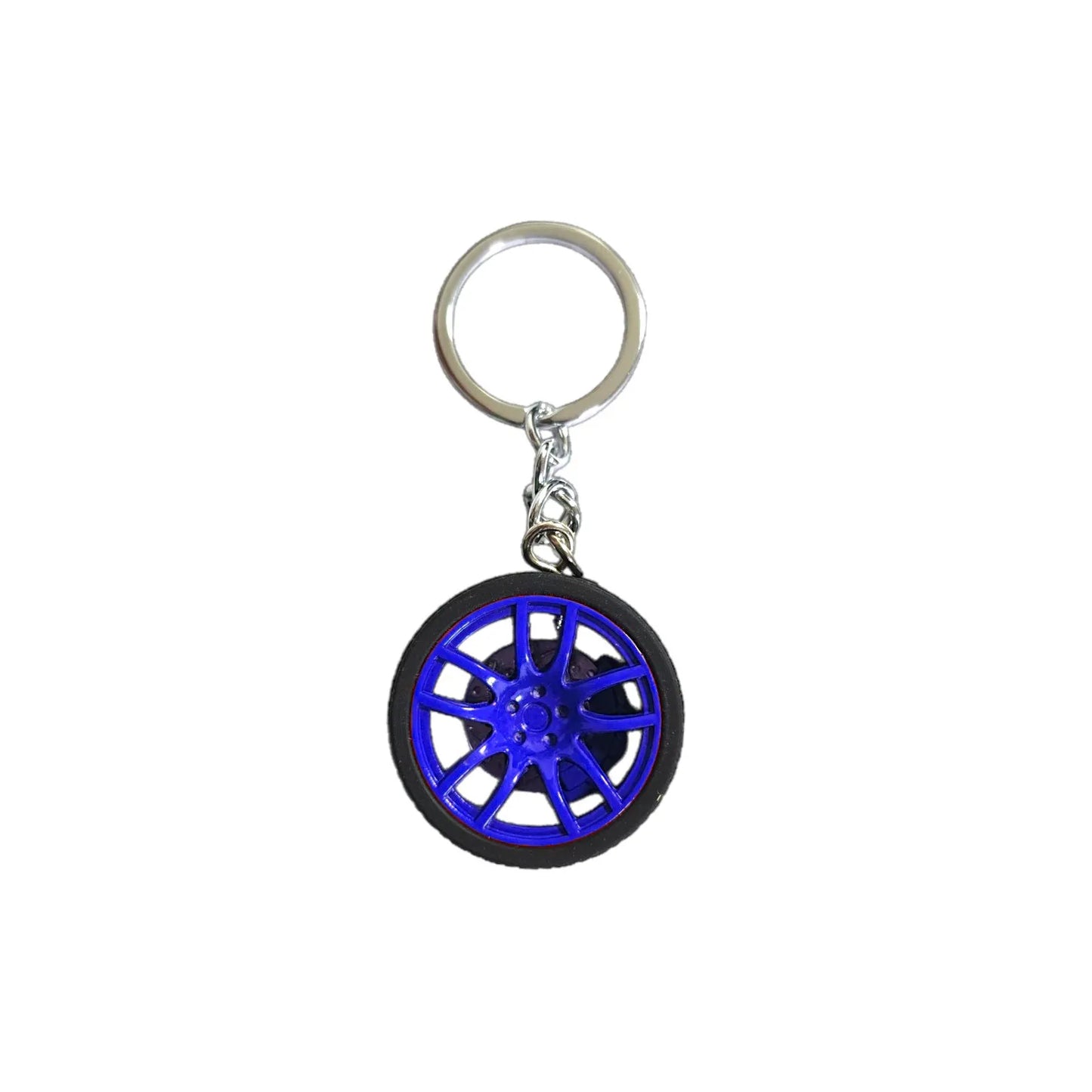 KEY-10750-19 Mini Wheel Rim Keychain – Metal Tire Hub Pendant for Car Lovers