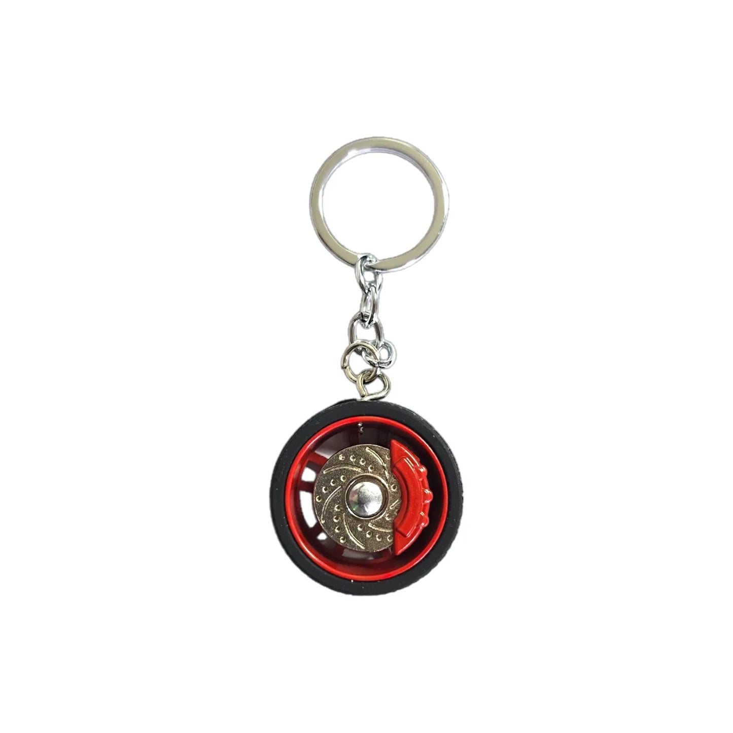 KEY-10750-19 Mini Wheel Rim Keychain – Metal Tire Hub Pendant for Car Lovers