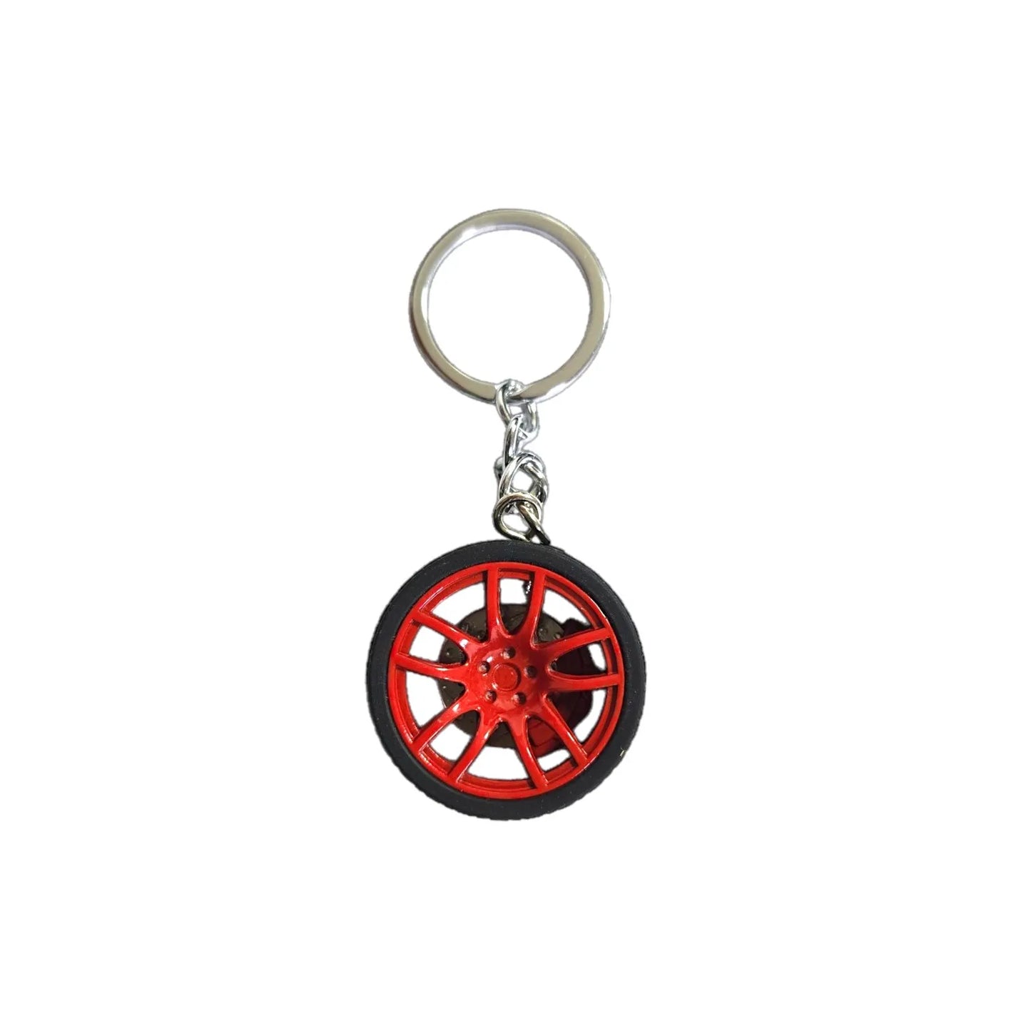 KEY-10750-19 Mini Wheel Rim Keychain – Metal Tire Hub Pendant for Car Lovers