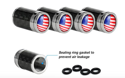 TV-LOGO-1 Tire Valve Stem Caps – Set of 4 American Flag Car Valve Caps