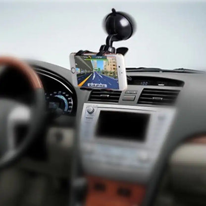 HLD-TEL-077 Universal Car Phone Holder – 360° Adjustable Suction Mount with One-Touch Release