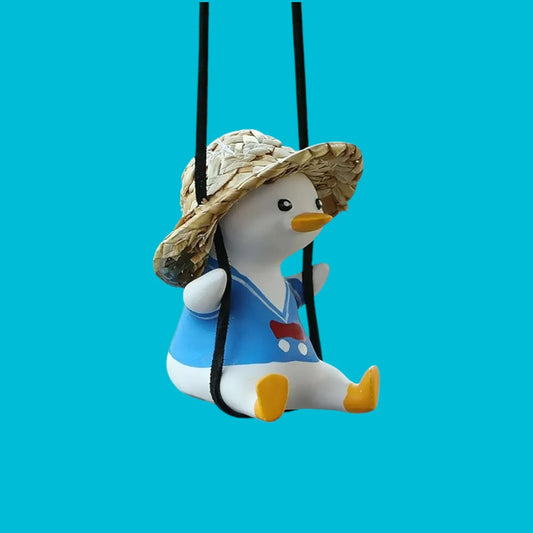 HNG-DCR-4 Swing Duck Car Mirror Hanging Ornament – Cute Rearview Mirror Decoration for Car Interior (Yellow Duck)