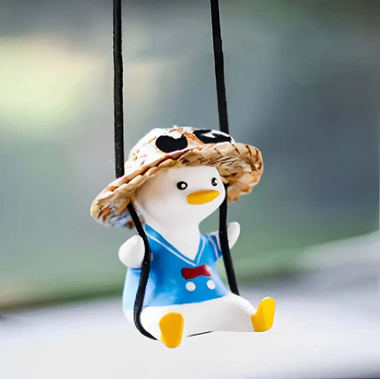 HNG-DCR-4 Swing Duck Car Mirror Hanging Ornament – Cute Rearview Mirror Decoration for Car Interior (Yellow Duck)