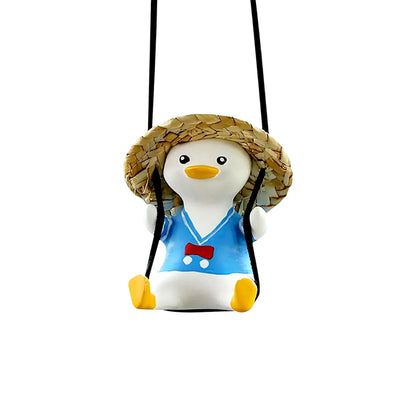 HNG-DCR-4 Swing Duck Car Mirror Hanging Ornament – Cute Rearview Mirror Decoration for Car Interior (Yellow Duck)