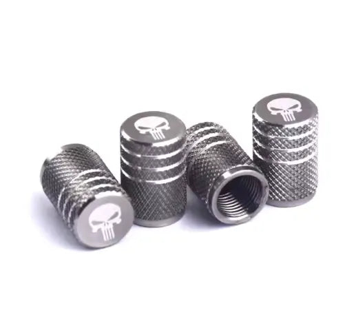 TV-LOGO-4 Gray Valve Stem Caps – Set of 6 Aluminum Alloy Tire Air Caps (Universal Fit)