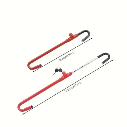 STR-LOK-15 | Universal Adjustable Steering Wheel to Brake Pedal Lock Hardened Steel (50–77.5 cm / Red)
