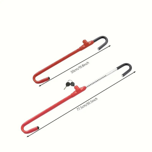 STR-LOK-15 | Universal Adjustable Steering Wheel to Brake Pedal Lock Hardened Steel (50–77.5 cm / Red)